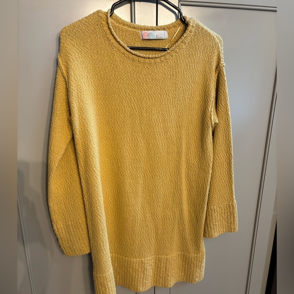 Free people beach Cozy Mustard Sweater tunic sz xs